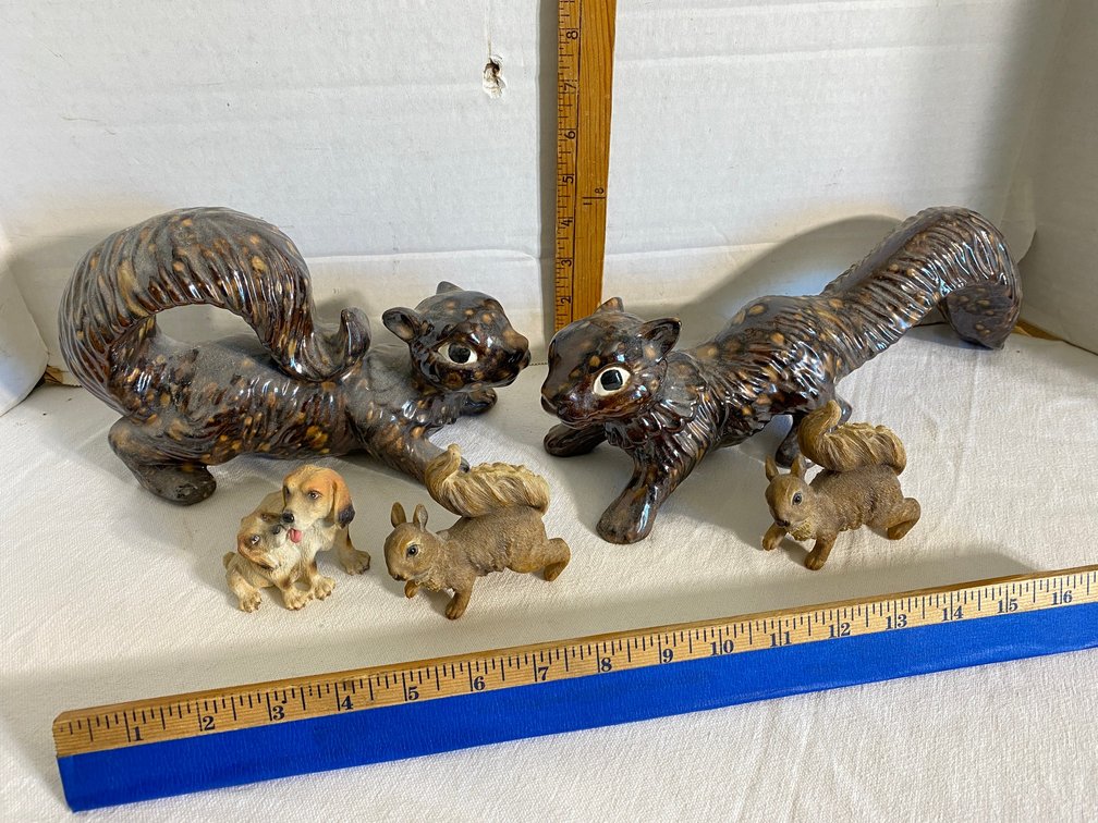 Ceramic squirrels-1 large one has had tail repaired and has chips