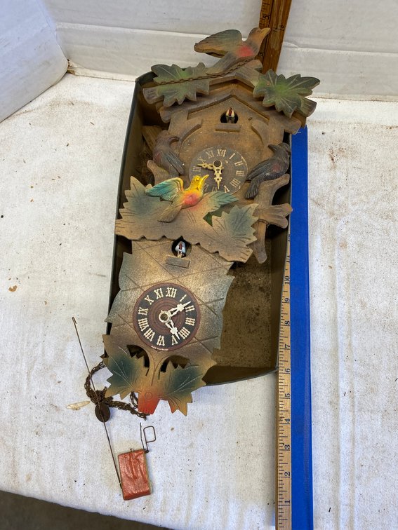 2 Cuckoo clocks**both need work**marked made in Germany