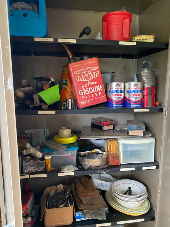 Contents of metal cabinet