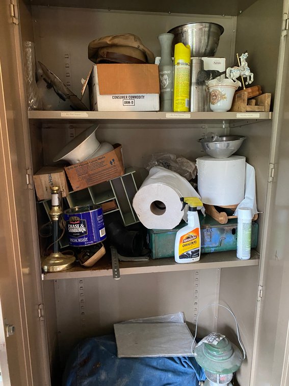 Contents of metal cabinet