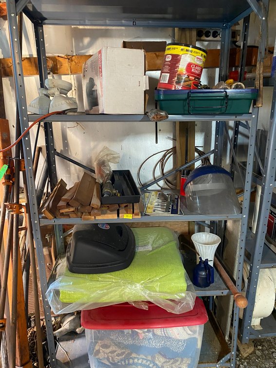 Contents of metal shelf