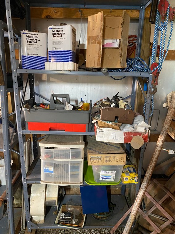 Contents of metal shelving