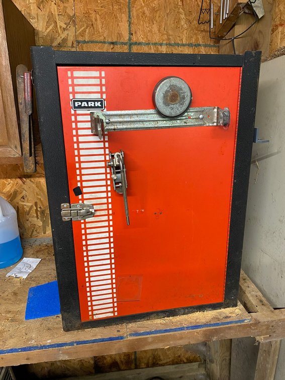Metal cabinet with contents