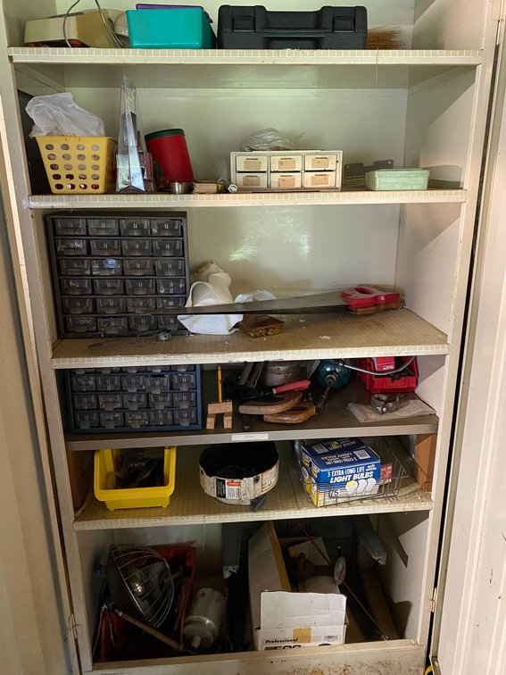 Contents of metal cabinet