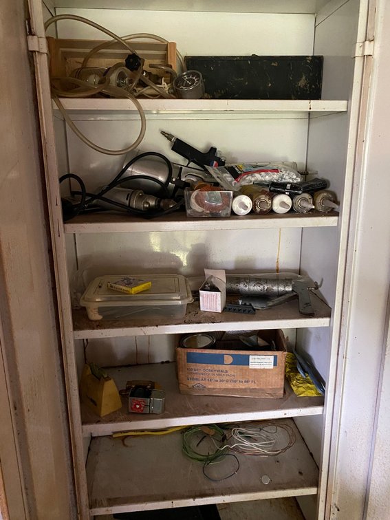 Contents of metal cabinet