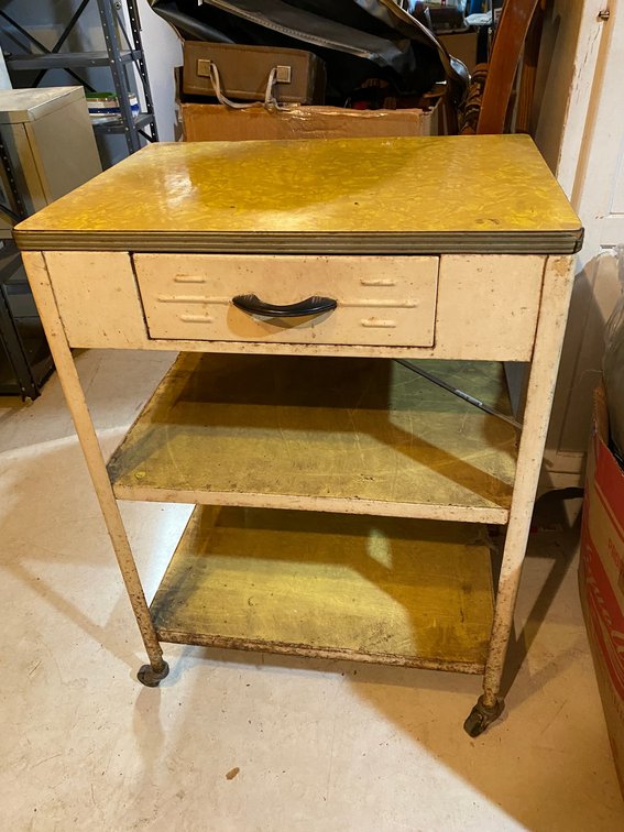 Metal rolling cart with drawer