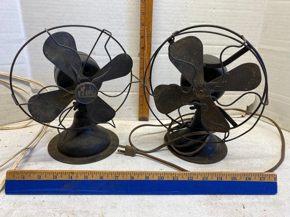 2 Vintage fans-8" diameter-1 marked Perfex