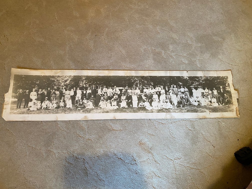 Antique family picture marked Williamson Grove, Greene County, PA-The Donham reunion-August 11, 1920