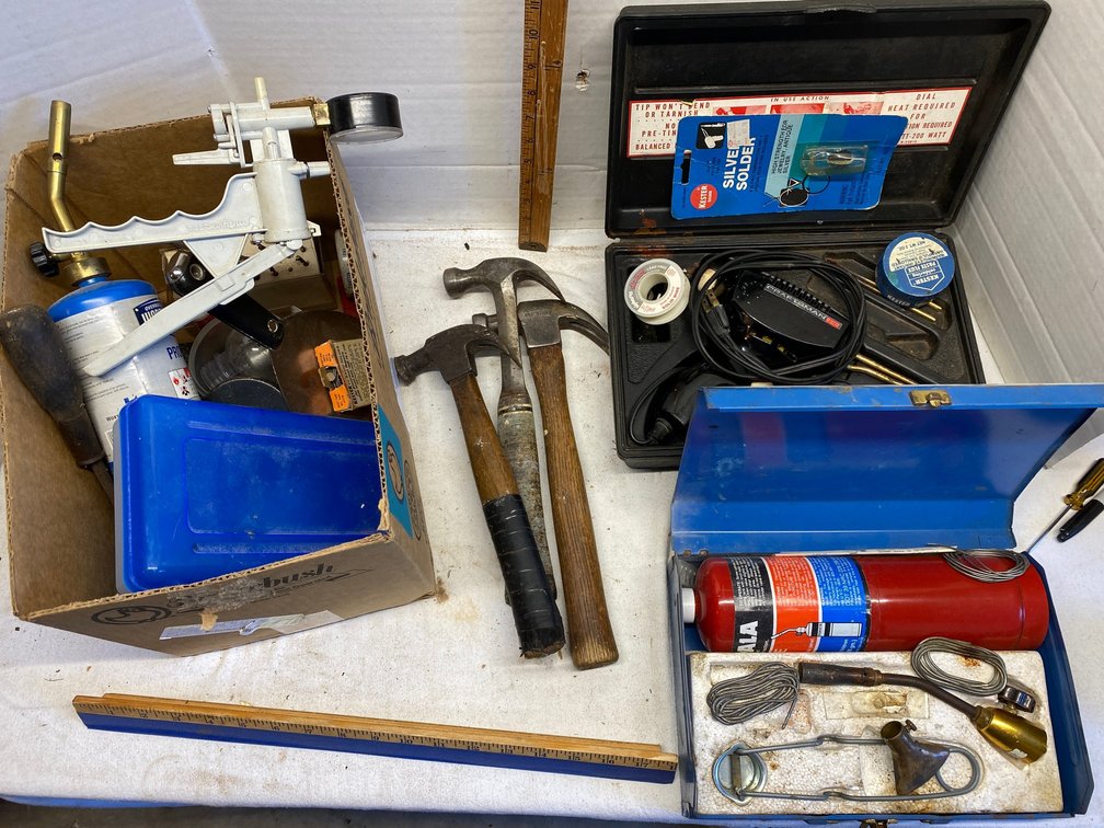 Craftsman soldering gun, soldering torches, putty knives, hammers, drill bits