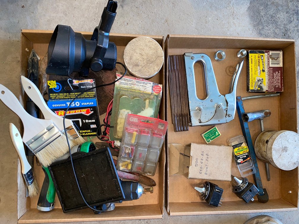 Assorted Hand Tools, Staplers, Hardware & Work Light Lot