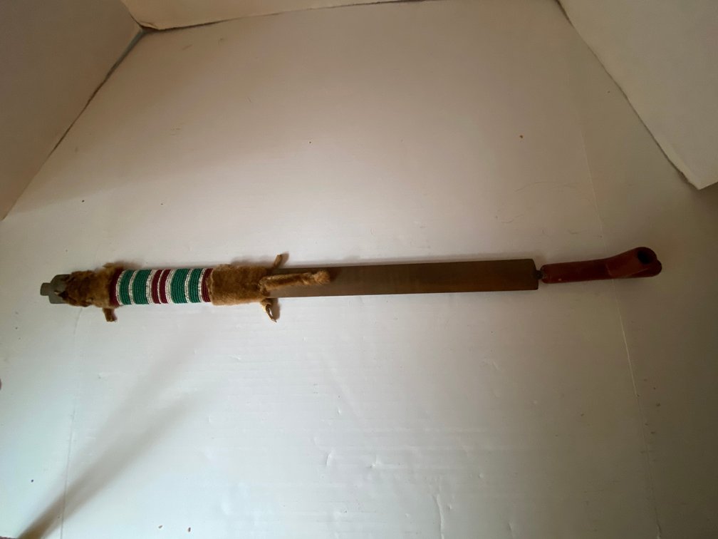 Large Native American Style Pipe with Decorated Shaft