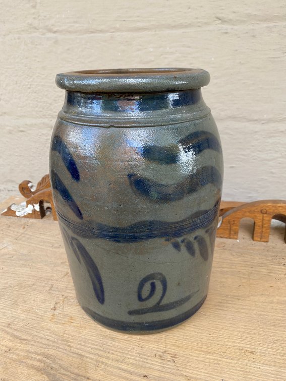 2 Gallon decorated stoneware crock