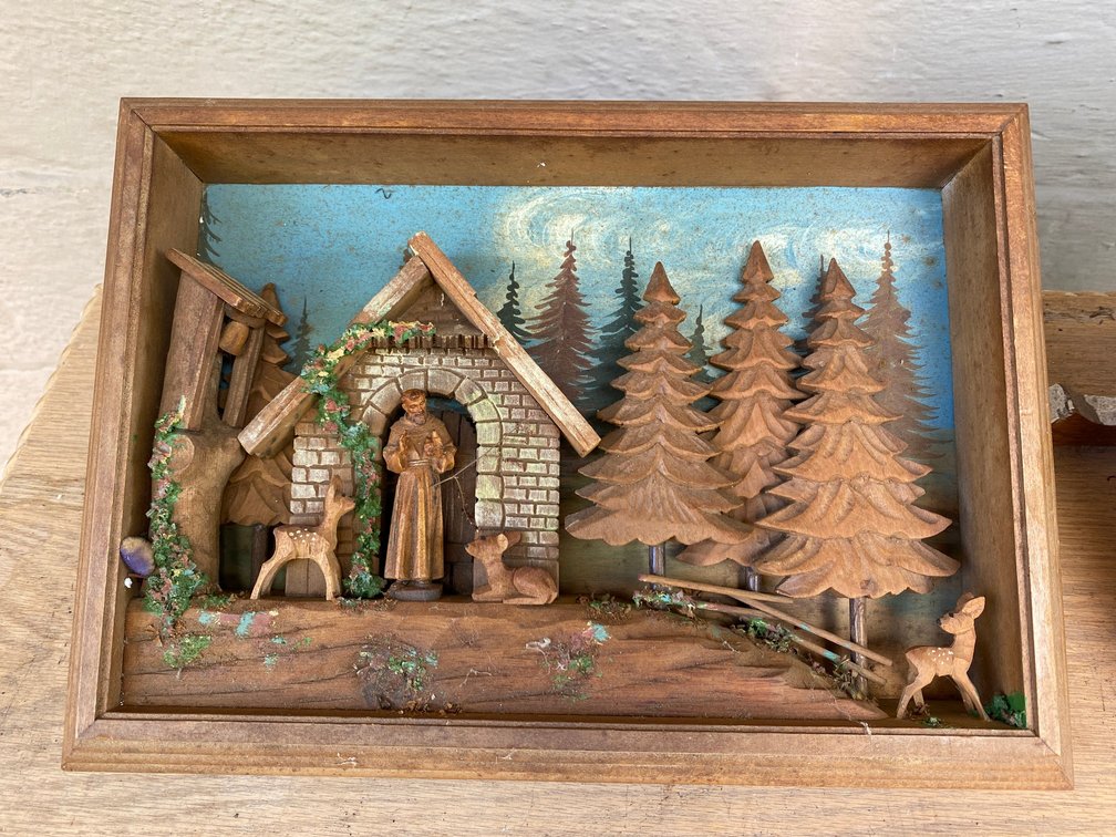 Wooden relief wall hanging