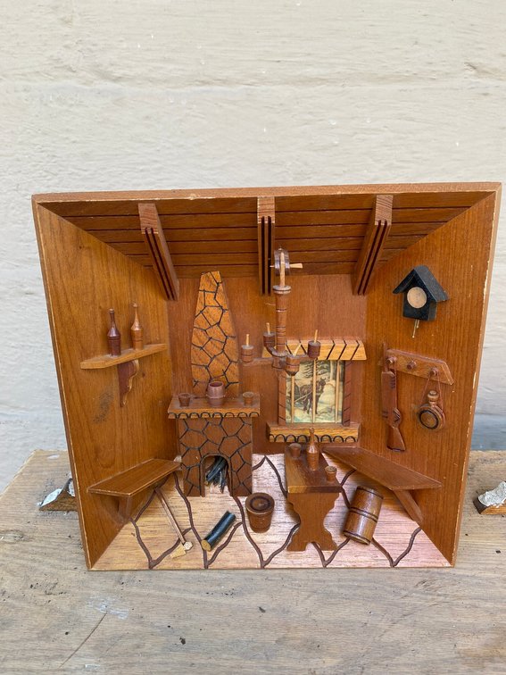 Wooden relief wall hanging