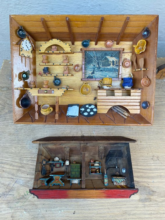 2 Wooden relief wall hanging carvings