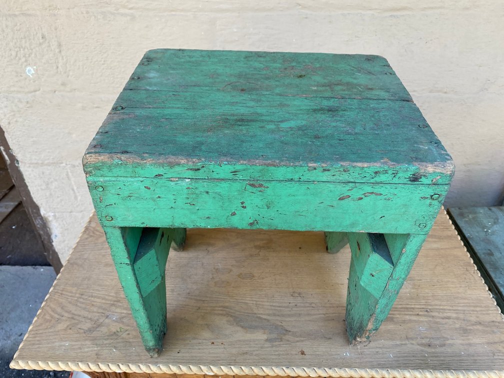 Primitive green bench/stool