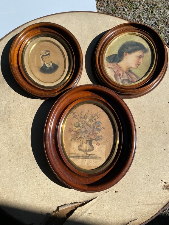 Three 1860's oval wall hangings