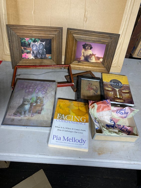 Wall hangings, books, misc.