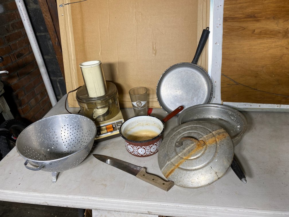 Colander, cookware, food processor, etc.