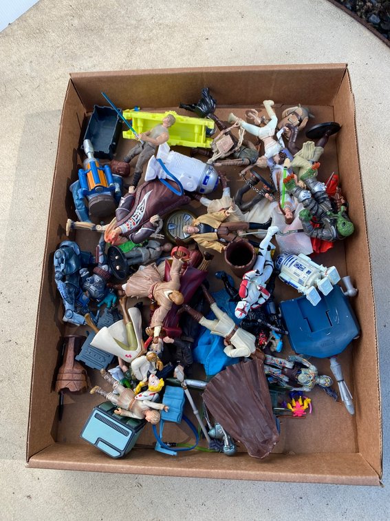 Vintage action figures including Star Wars