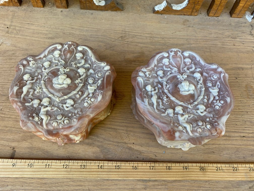 2 Alabaster jewelry boxes