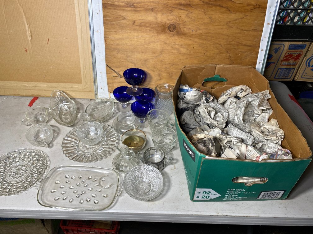 Vintage blue and clear glass collection