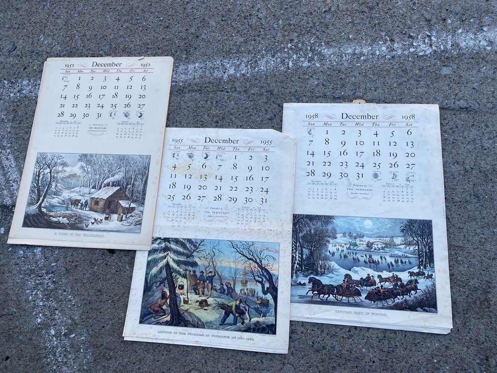 3 Currier and Ives calendars