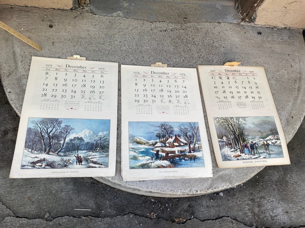 3 Currier and Ives calendars