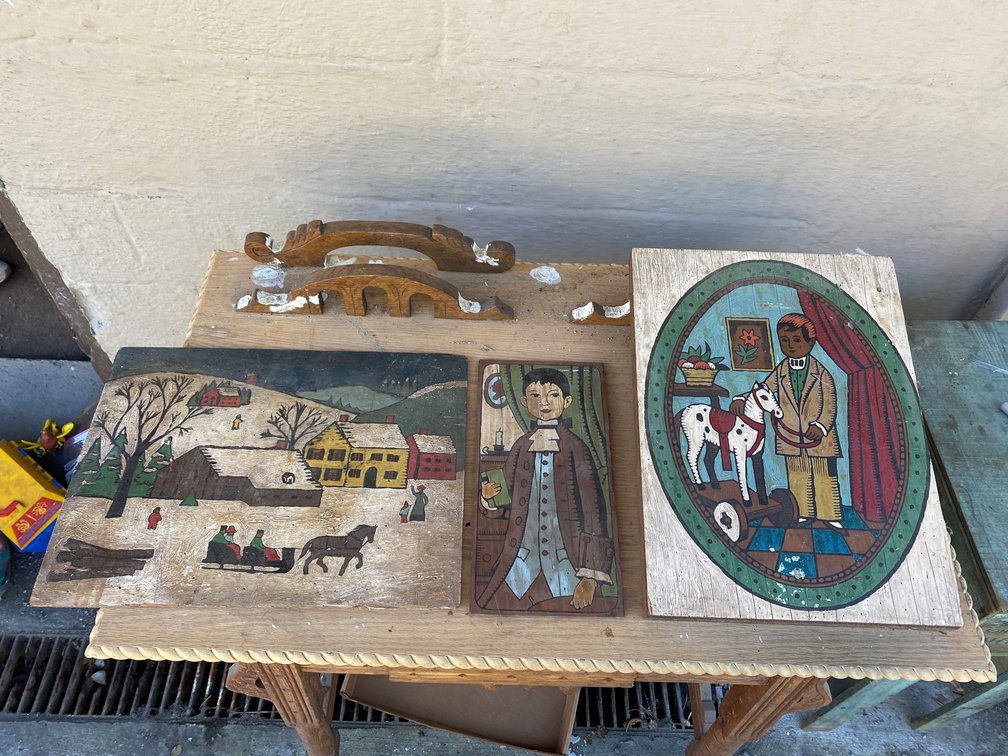 3 Vintage paintings on wood