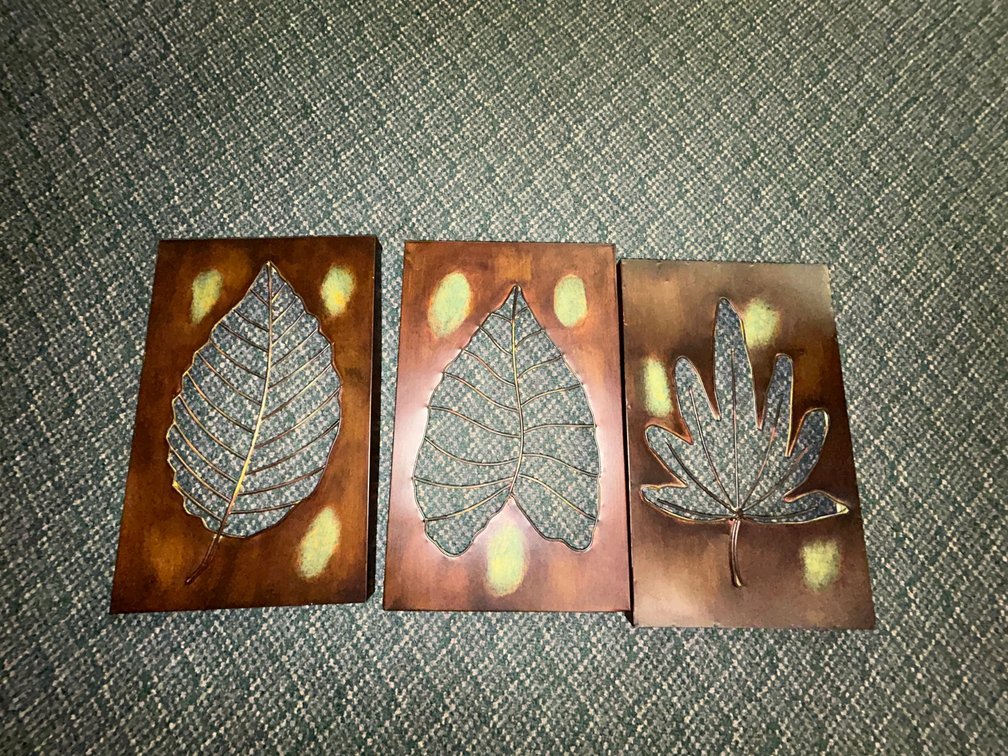 Gift Craft floor model wall art-set of 3 different leaves-830381, 830382, 830390