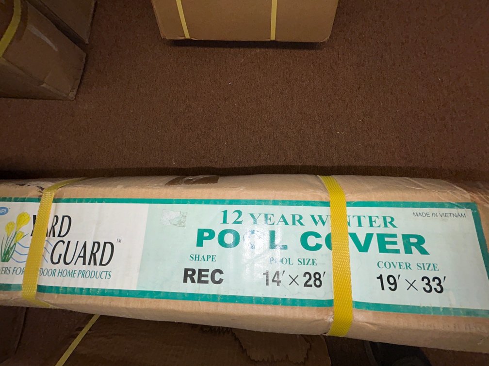 Yard Guard inground pool winter cover, 12 year warranty for 14' x 28' rectangular, cover is 19' x 33'