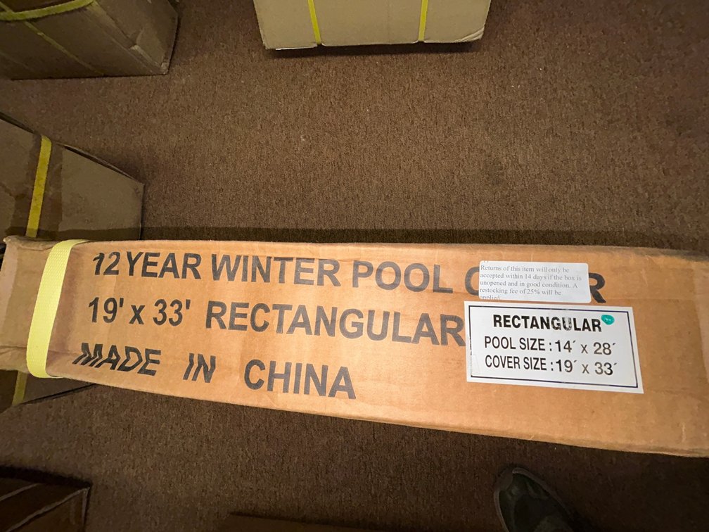 Yard Guard inground pool winter cover, 12 year warranty for 14' x 28' rectangular, cover is 19' x 33'