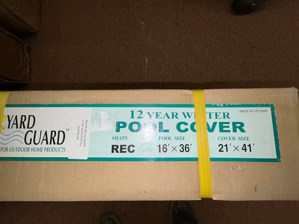 Yard Guard inground pool winter cover, 12 year warranty for 16' x 36' rectangular, cover is 21' x 41'