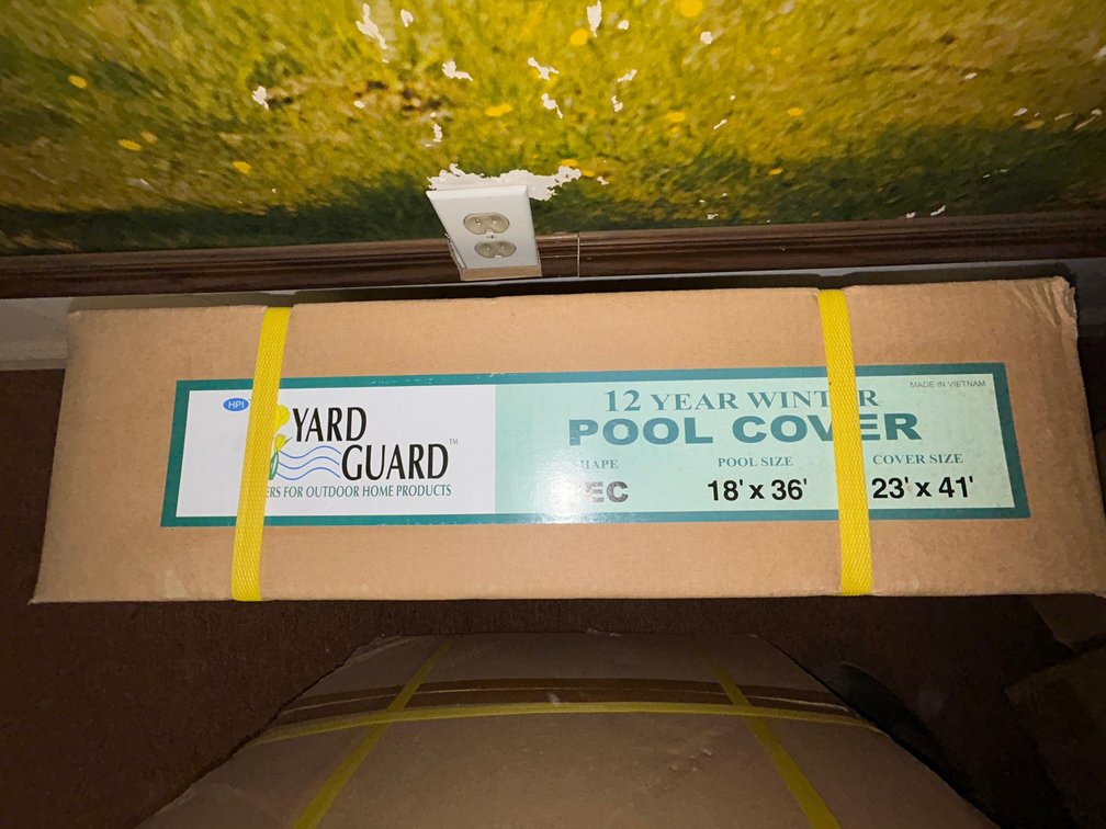 Yard Guard inground pool winter cover, 12 year warranty for 18' x 36' rectangular, cover is 23' x 41'