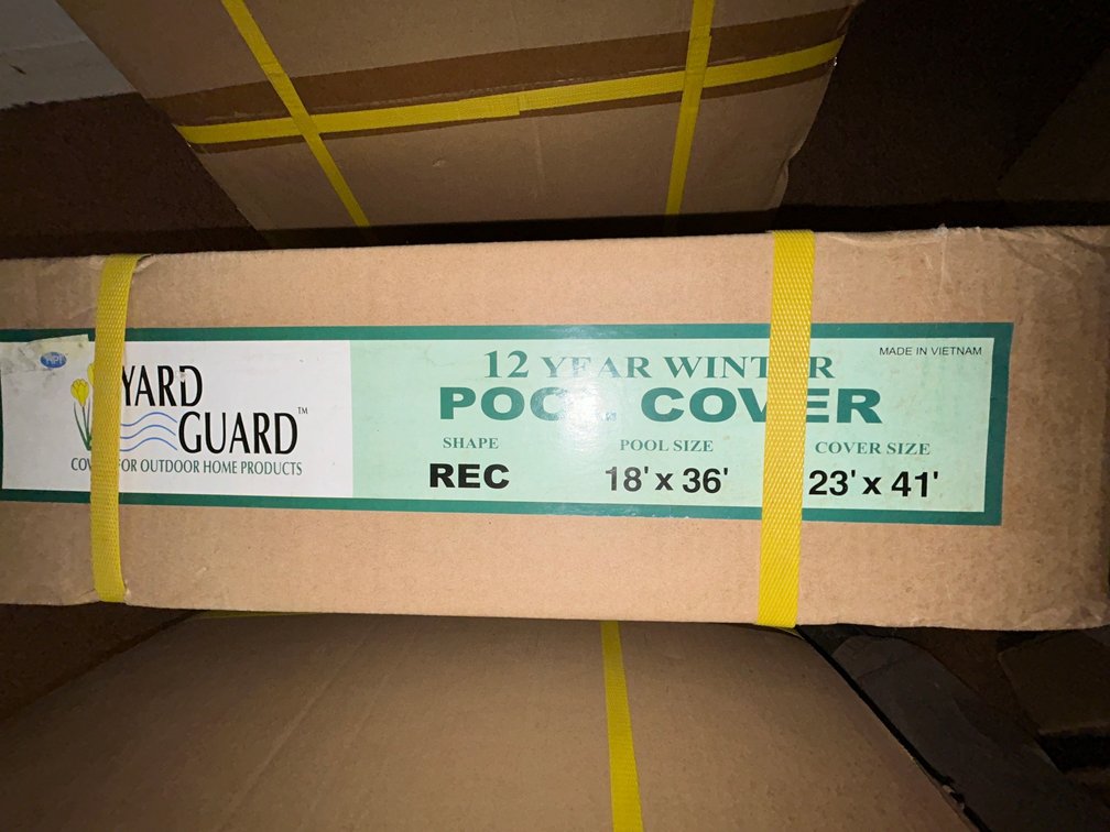 Yard Guard inground pool winter cover, 12 year warranty for 18' x 36' rectangular, cover is 23' x 41'