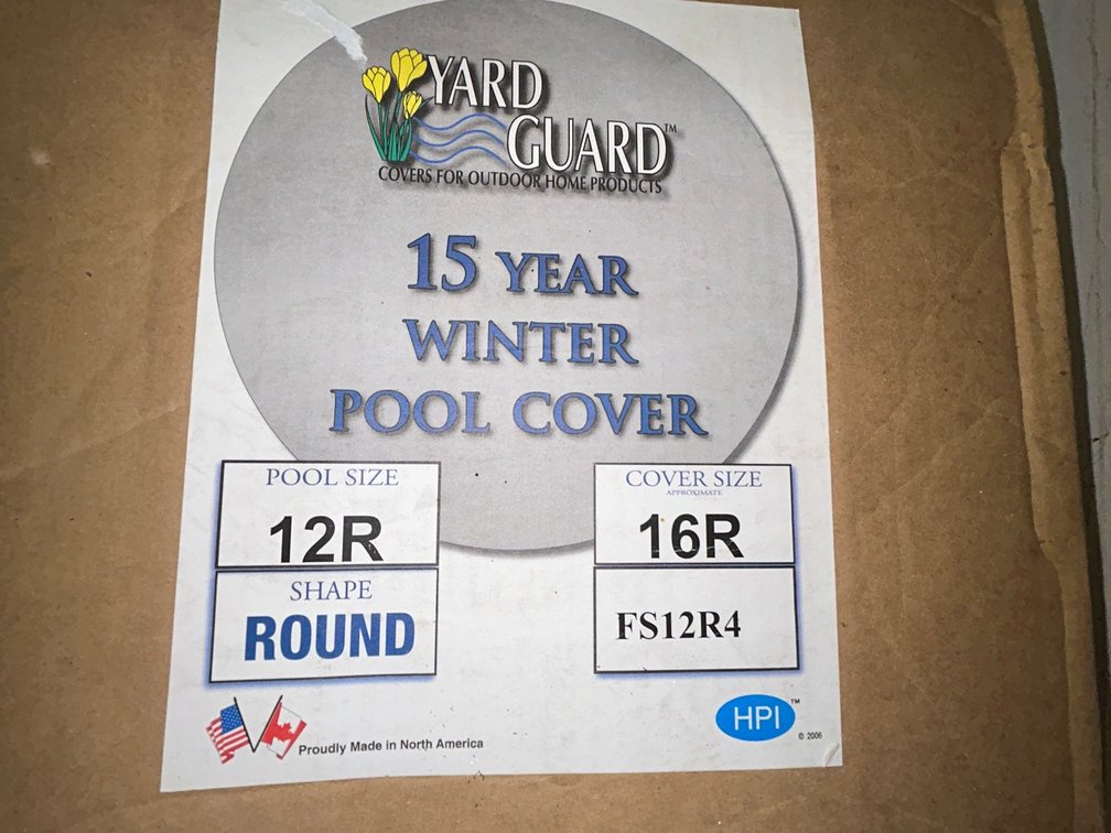 Yard Guard above ground pool winter cover -15 year warranty for 12' round pool-cover is 16' round