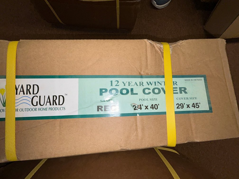 Yard Guard inground pool winter cover, 12 year warranty for 24' x 40' rectangular, cover is 29' x 45'