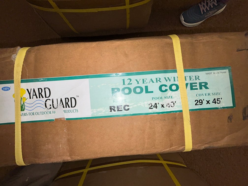 Yard Guard inground pool winter cover, 12 year warranty for 24' x 40' rectangular, cover is 29' x 45'