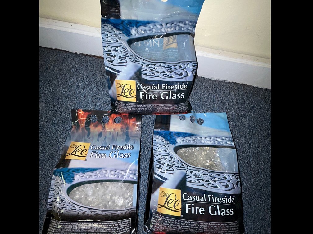 OW Lee 6 pound tumbler fire glass, clear, quantity of 3 bags