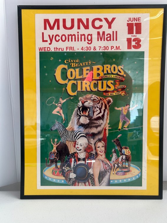 Clyde Beatty Cole Bros. Circus framed advertising sign