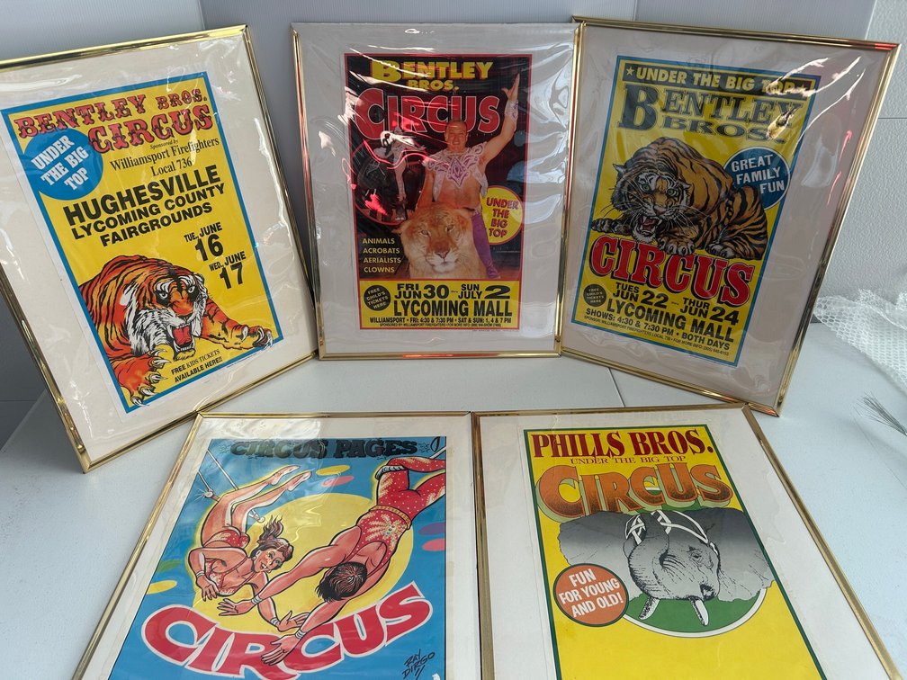 Selection of advertising circus signs and flyers