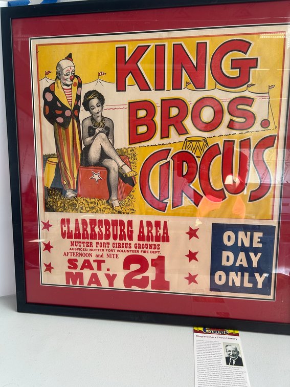 Framed and matted King Bros. Circus advertising poster