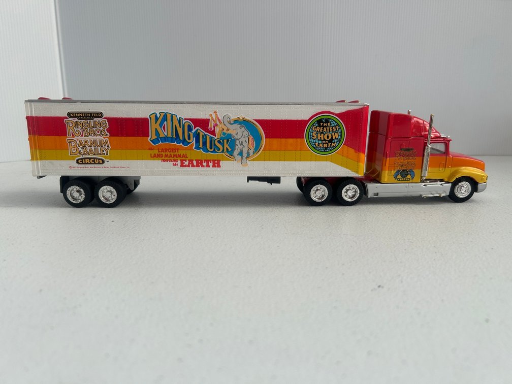 1:48 Scale diecast semi-truck and trailer with King Tusk and Ringling Bros. Barnum & Bailey Circus theme