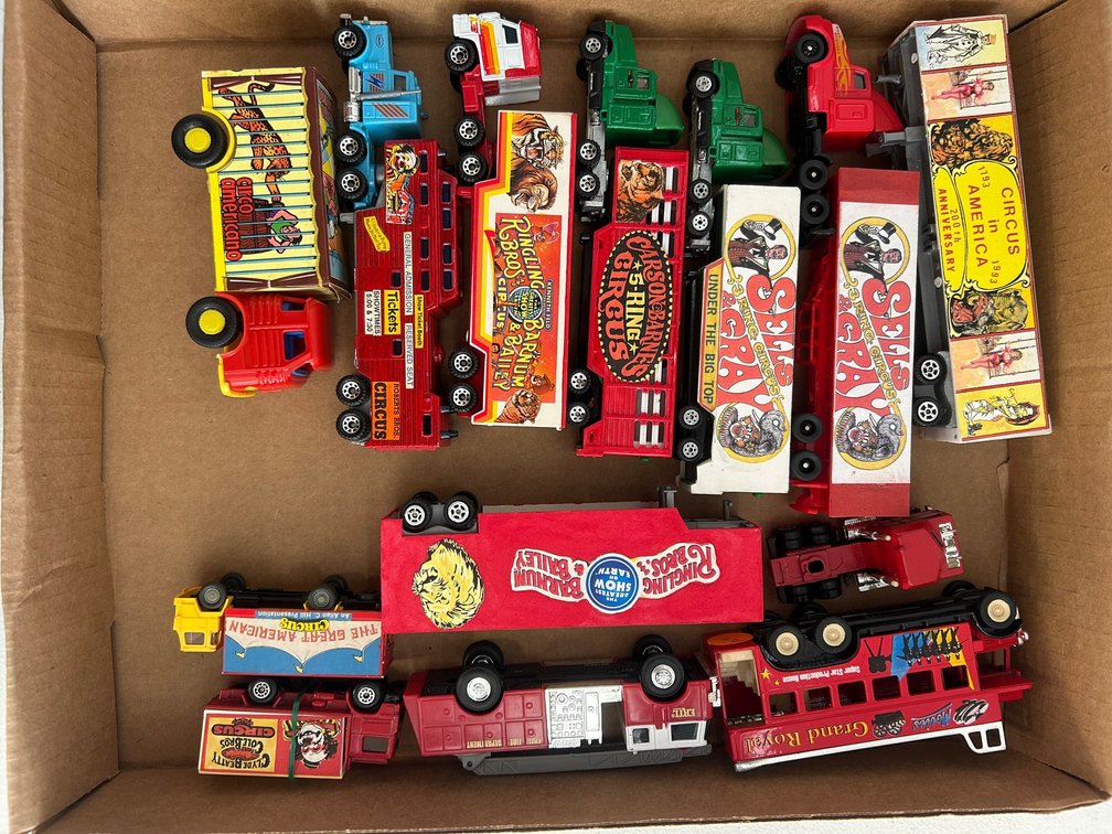 Selection of circus theme truck and trailer models
