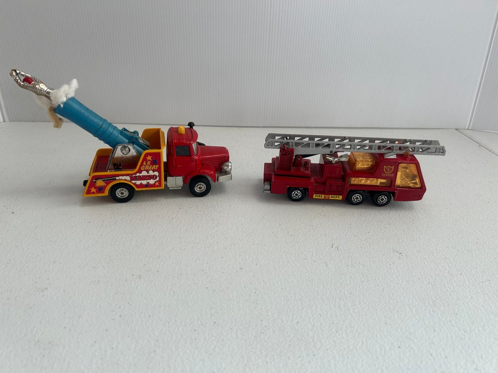 Matchbox firetruck, Corgi canon truck