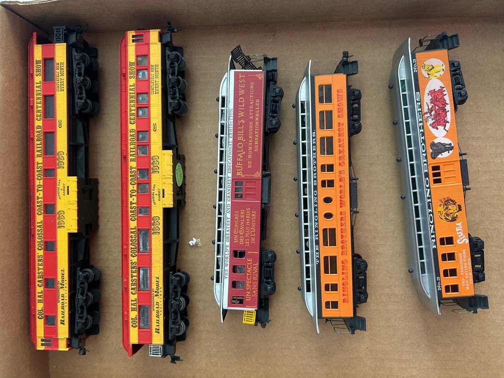 Selection of HO Scale circus theme passenger cars