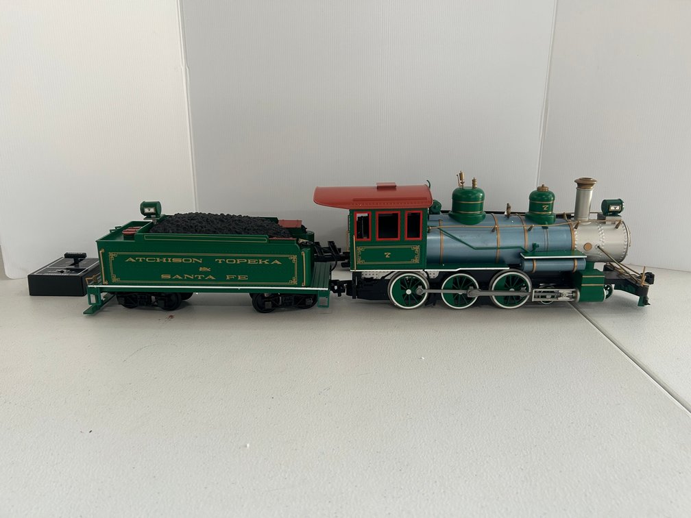 AT and SF G Scale Bachmann locomotive-remote control oval plastic track with sound