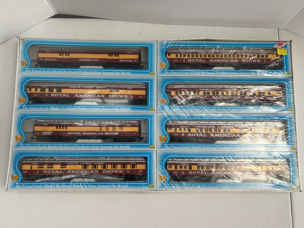 IHC Royal American Shows themed railroad passenger cars