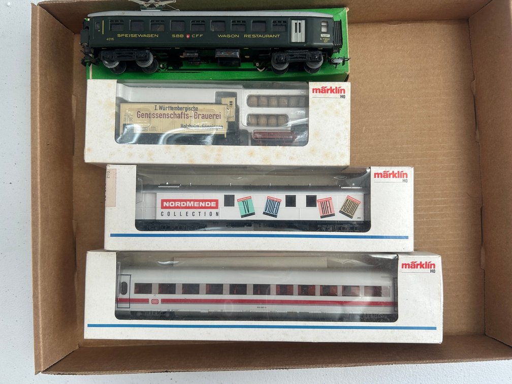 Selection of European style train wagons and passenger cars