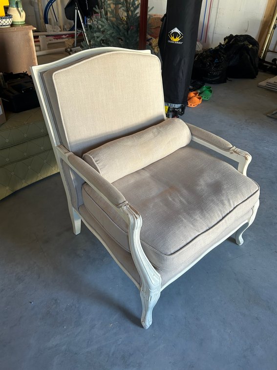 Accent Chair with Bolster Pillow White Finish